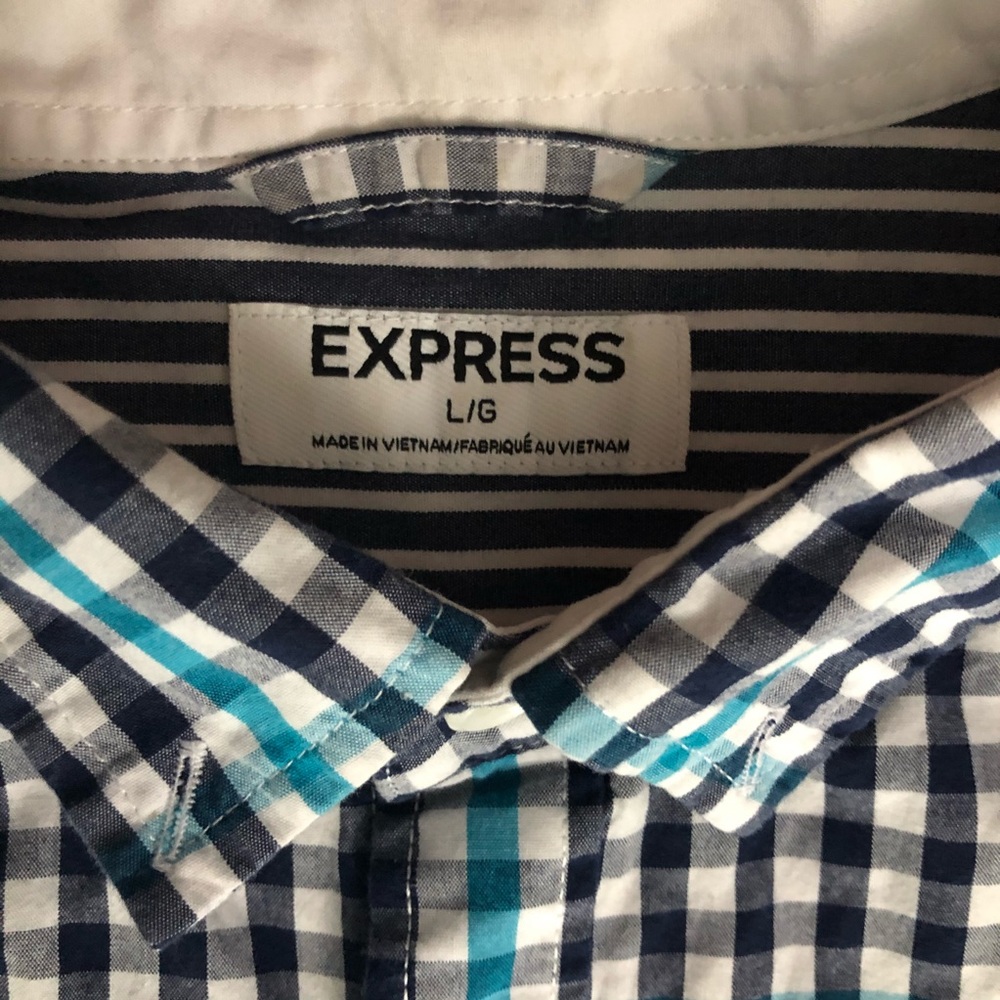 Express | Multicolor Check Button Down Shirt | L - image 5